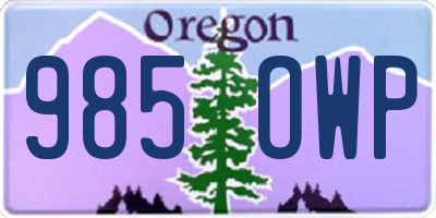 OR license plate 985OWP