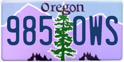 OR license plate 985OWS
