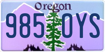 OR license plate 985OYS
