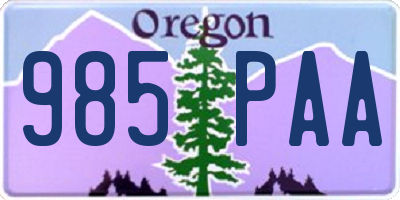 OR license plate 985PAA
