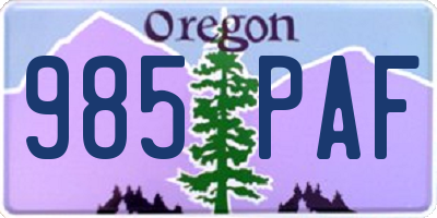 OR license plate 985PAF