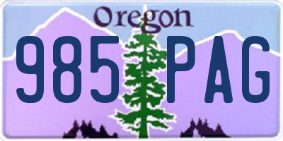 OR license plate 985PAG