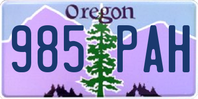 OR license plate 985PAH