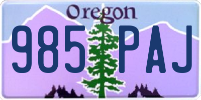 OR license plate 985PAJ