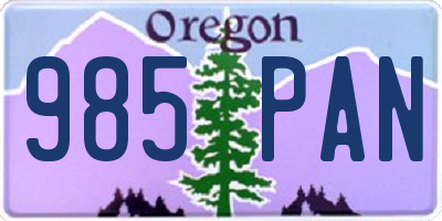 OR license plate 985PAN