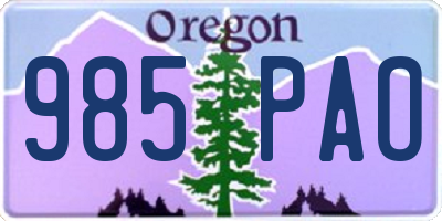 OR license plate 985PAO