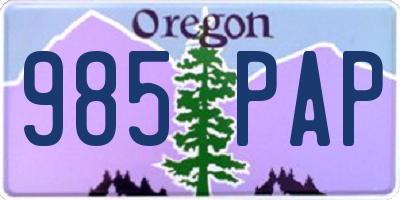 OR license plate 985PAP