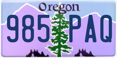 OR license plate 985PAQ