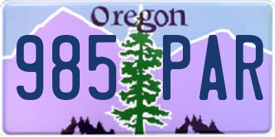 OR license plate 985PAR