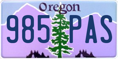 OR license plate 985PAS