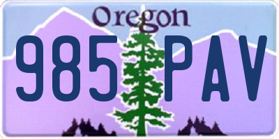 OR license plate 985PAV