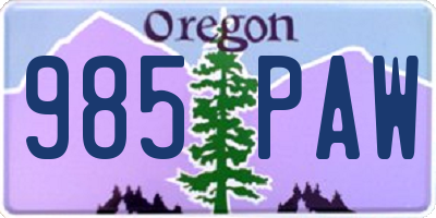 OR license plate 985PAW