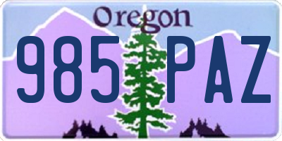 OR license plate 985PAZ