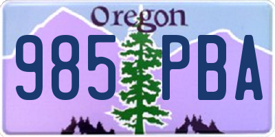 OR license plate 985PBA
