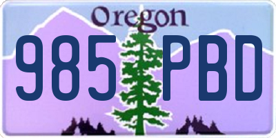 OR license plate 985PBD