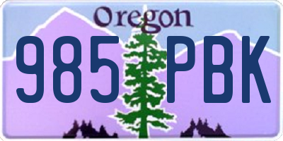 OR license plate 985PBK