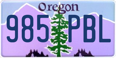 OR license plate 985PBL