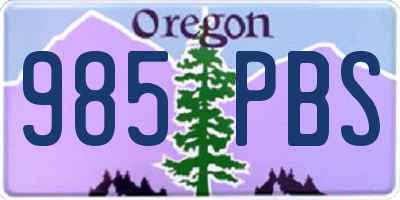 OR license plate 985PBS