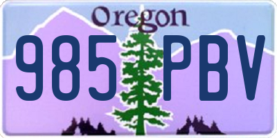 OR license plate 985PBV