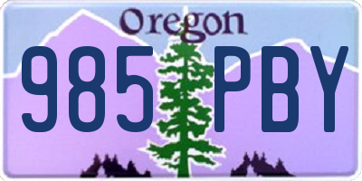 OR license plate 985PBY