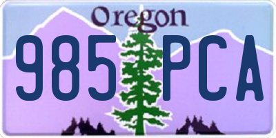 OR license plate 985PCA
