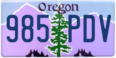 OR license plate 985PDV