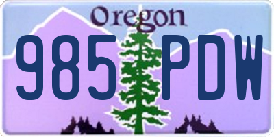 OR license plate 985PDW