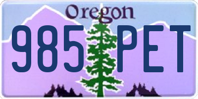 OR license plate 985PET