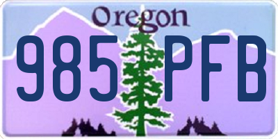 OR license plate 985PFB