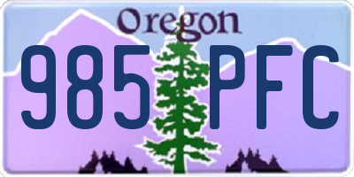 OR license plate 985PFC