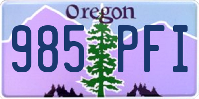 OR license plate 985PFI