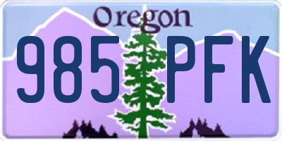 OR license plate 985PFK