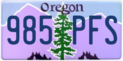 OR license plate 985PFS