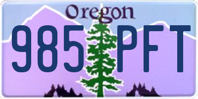 OR license plate 985PFT