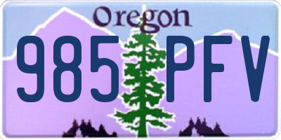 OR license plate 985PFV