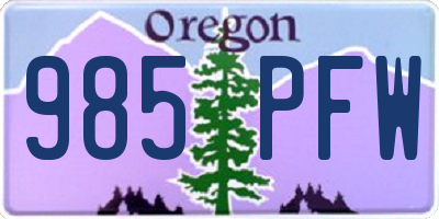 OR license plate 985PFW