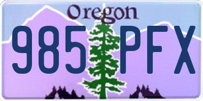 OR license plate 985PFX