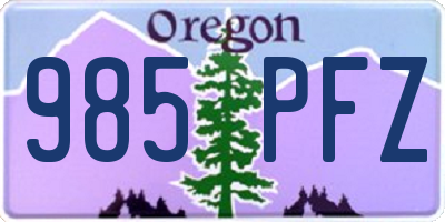 OR license plate 985PFZ