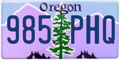 OR license plate 985PHQ