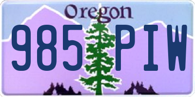 OR license plate 985PIW