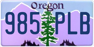 OR license plate 985PLB