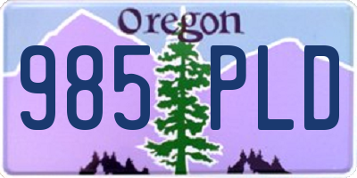 OR license plate 985PLD