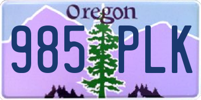 OR license plate 985PLK