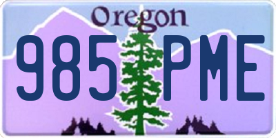 OR license plate 985PME