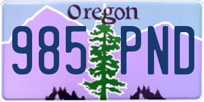 OR license plate 985PND
