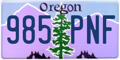 OR license plate 985PNF
