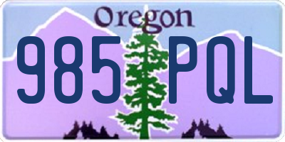 OR license plate 985PQL
