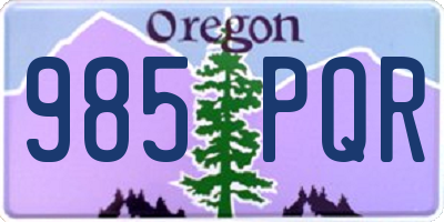 OR license plate 985PQR