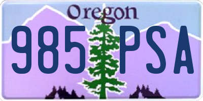 OR license plate 985PSA