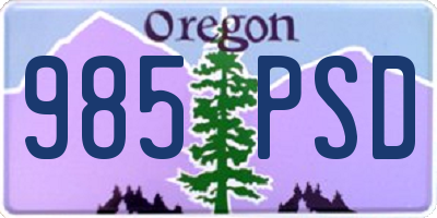 OR license plate 985PSD